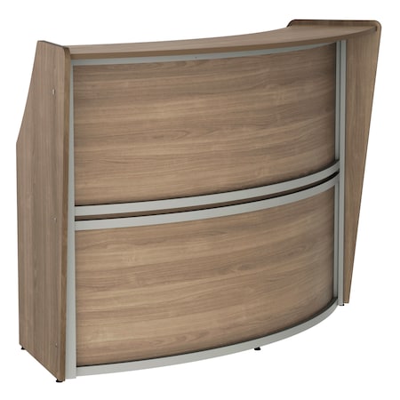 Linea Italia Curved Reception Desk with Counter, 72 inW x 32 inD x 46 inH, Gray/N. Walnut ZUI290